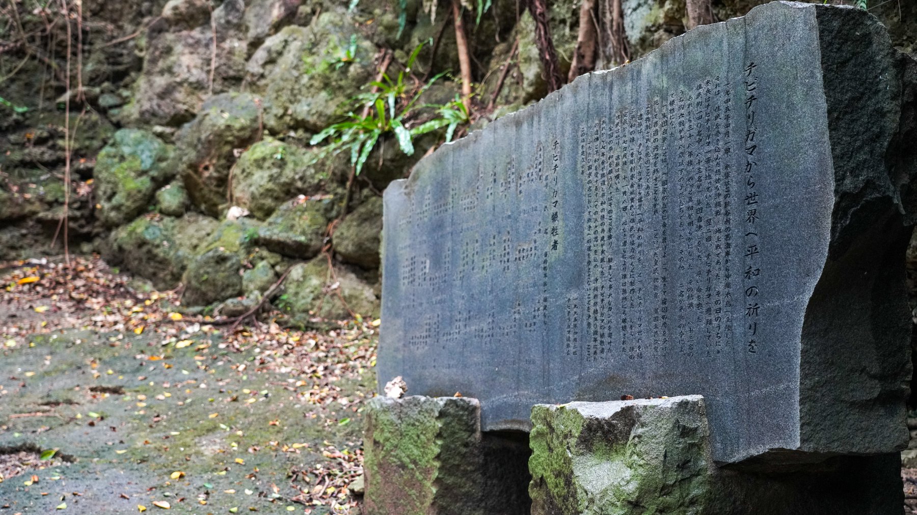 오키나와전투 당시 많은 '집단자결'이 있었던 치비치리 동굴 앞에 세워진 내력비입니다.
